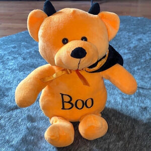 Halloween boo plush orange  teddy bear